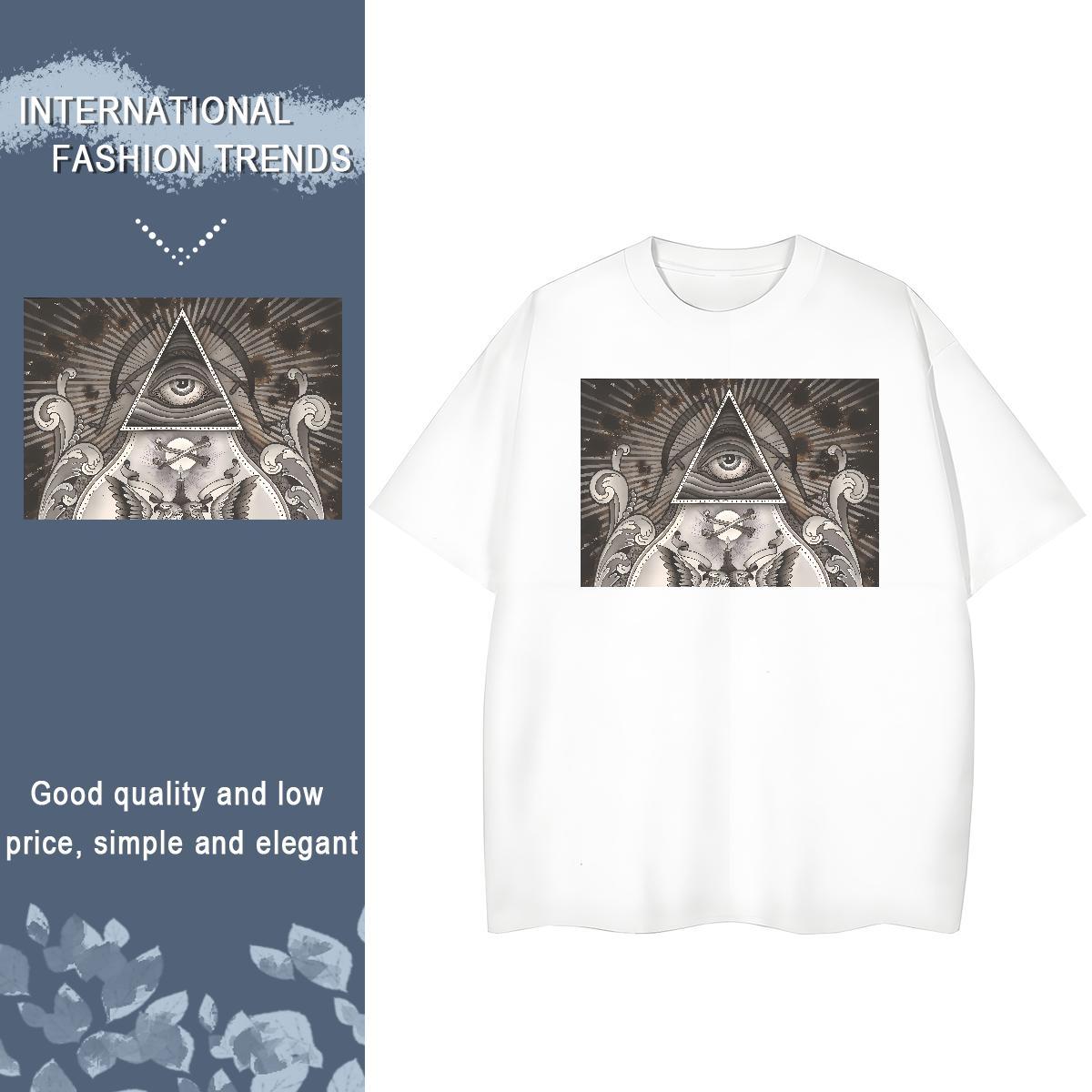 2024 Casual T-Shirts for Women 230g Cotton Breathable Short Sleeve Street eye of the devil Couples T Shirts Nice Cartoon Anime Tops Shirt