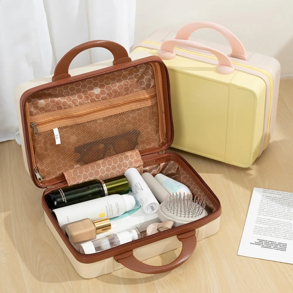 14 inch Mini Travel Suitcase Cosmetic Box Hand Luggage Organizer Case Small Boarding Case With Password Lock 240821