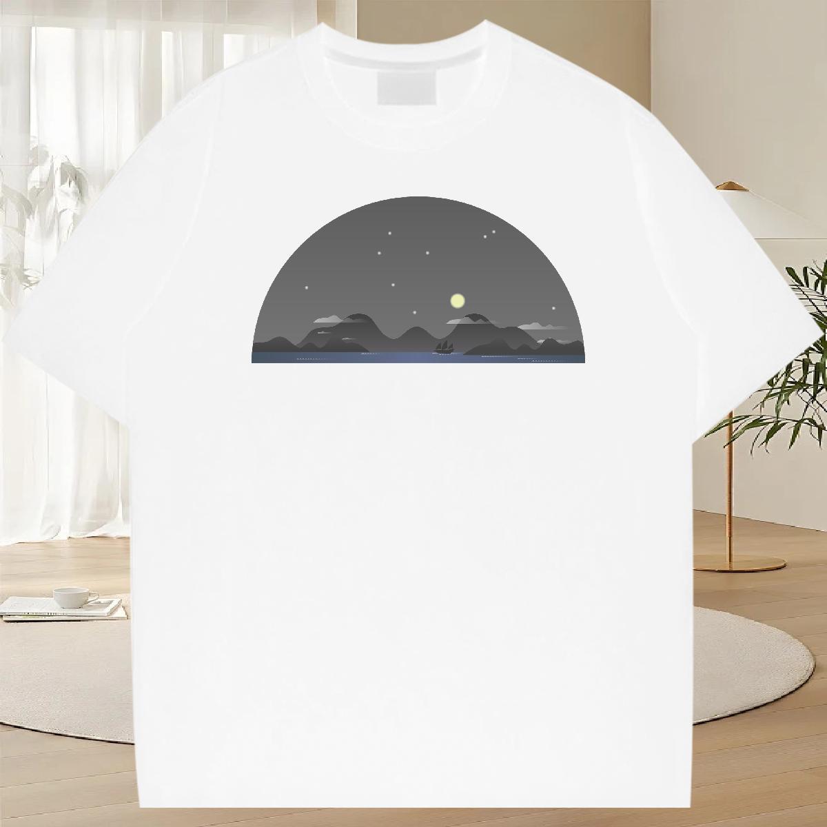 Classic Mens Tshirts Beach 100% Cotton 230g DIY Breathable sky Men T Shirts Brand Clothings