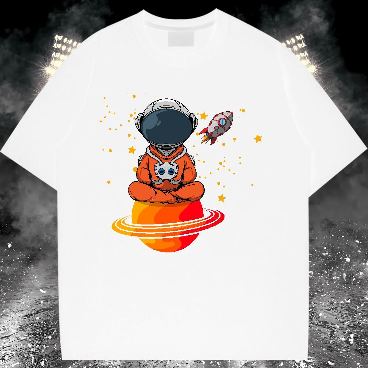 Wholesale Unisex Tshirts 230g 100% Cotton universe Casual T shirt Breathable Crew Neck Oversized L-4XL Clothes