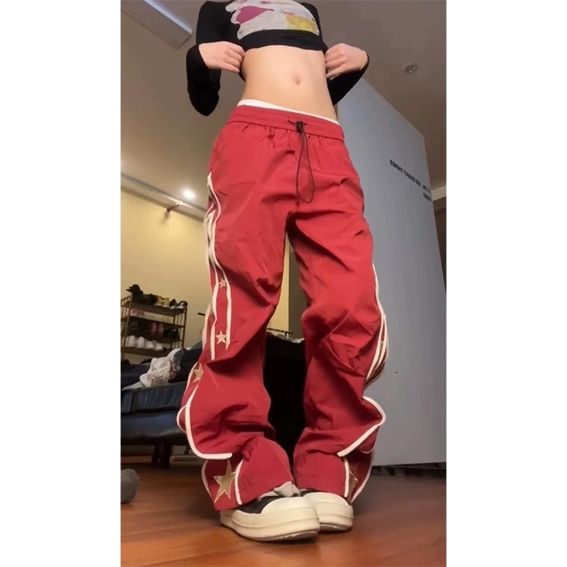 Womens Baggy Wine Red Sweatpants Harajuku Streetwear Fashion Y2k High Waist Oversize Jogger Pants Vintage Wide Trousers Clothes 240821
