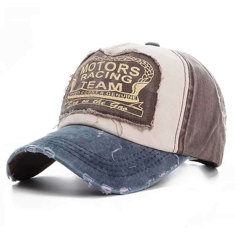 High quality washing cotton damaged baseball cap motor snap cap hip-hop dad cap suitable for men women grinding multi-color bones W240903