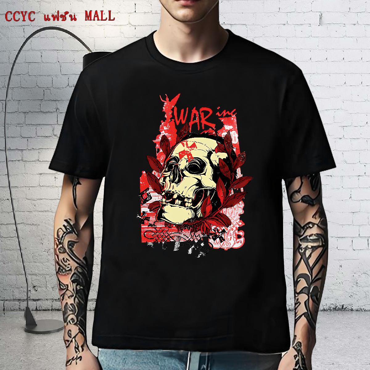 2024 New Men Tops Tees 230g Cotton Casual Daily Wear skull Short Sleeve O-Neck T Shirts Men High Quality DIY Clothes