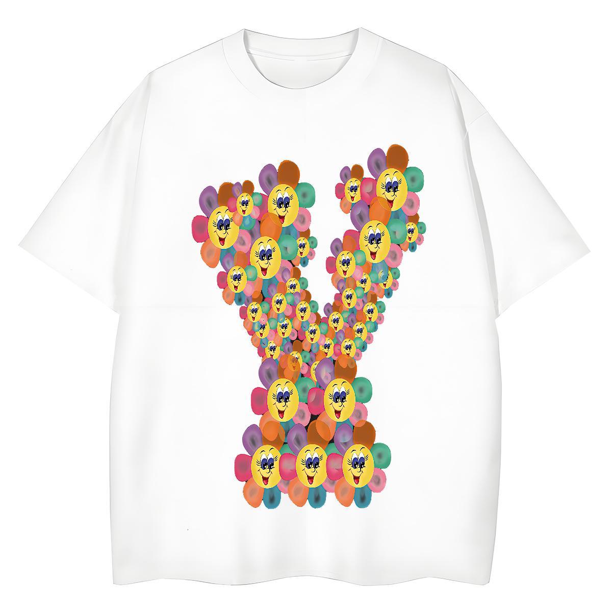 Unisex Women Tshirts 230g 100% Cotton painting Casual T-Shirts for Women Round Neck Short Sleeve Anime Print Top Tees