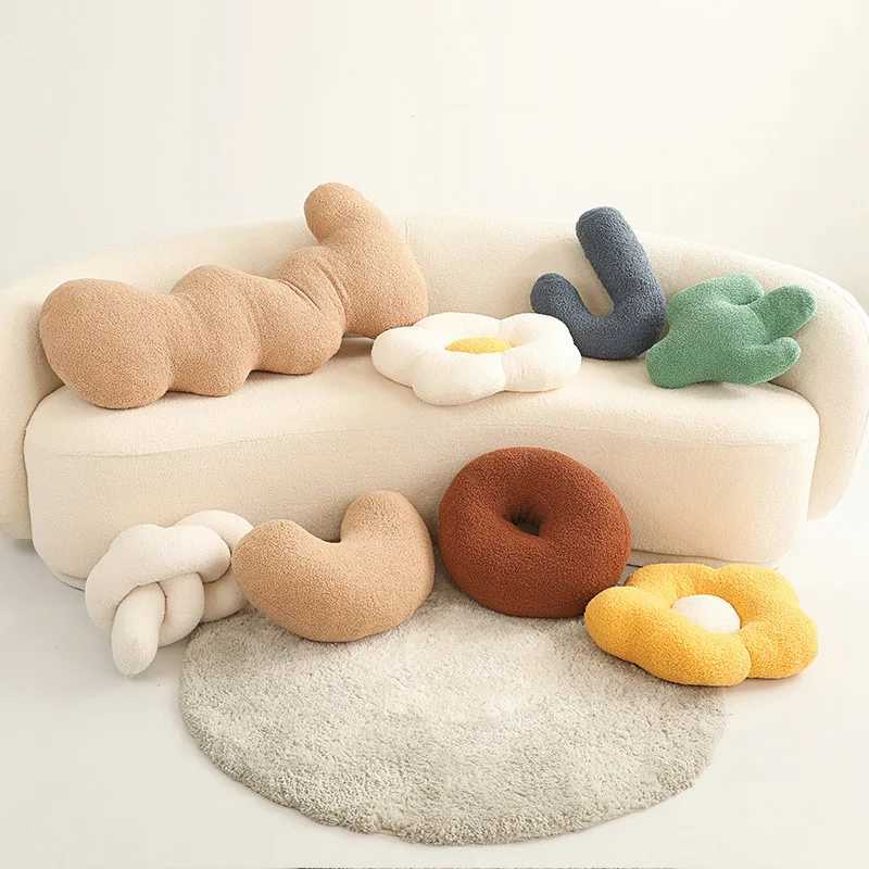 Nordic Style Flower Knot Plush Seat Cushions Pillow Toy Soft Cartoon Round Ball Stuffed Doll Sofa Kids Cushion Birthday GiftsXJ240821