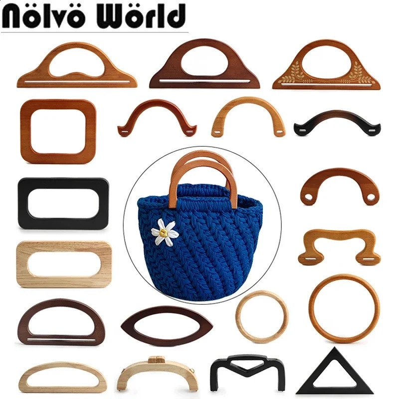 1-2-10 pieces of solid wood bags with various shapes handle replacement DIY handbag wallet woven bag classic accessories 240821