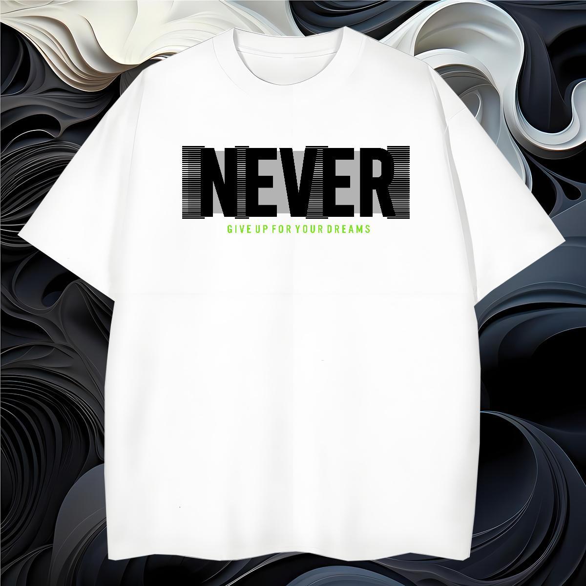 Designer never T-Shirts Casual Beach Men Tops Tees 230g Pure Cotton Designer Fashion Breathable Short Sleeve Plus Size Cartoon Tops Shirt