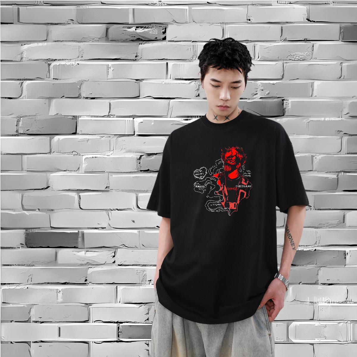 Designer High Street Hip Hop Men Tshirts blood Breathable Short Sleeve 230g Cotton T-Shirts for Men TOP Quality White Plus Size Clothings