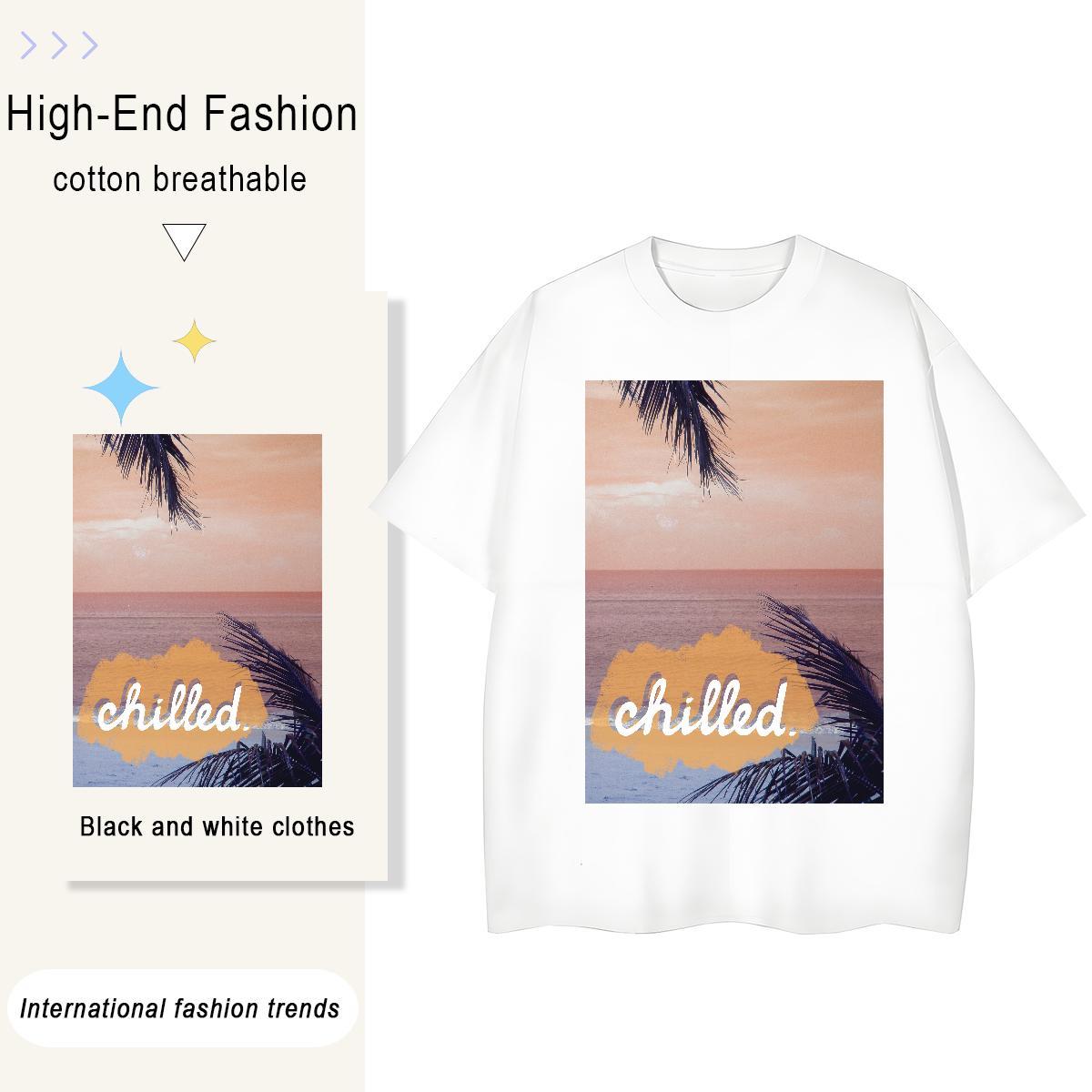 Loose Tshirts Home Outdoor 100% Cotton 230g Anime Print Breathable Short Sleeve beach Mens T Shirts Custom Wear