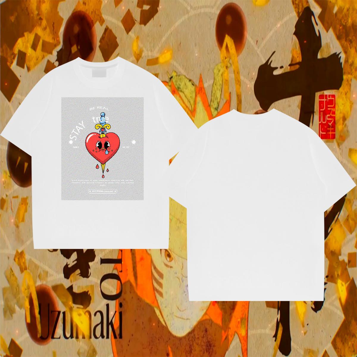 Popular Men Tees Street Casual 100% Cotton 230g DIY Printed Breathable Crew Neck cartoon T shirt Classic Tee Shirt