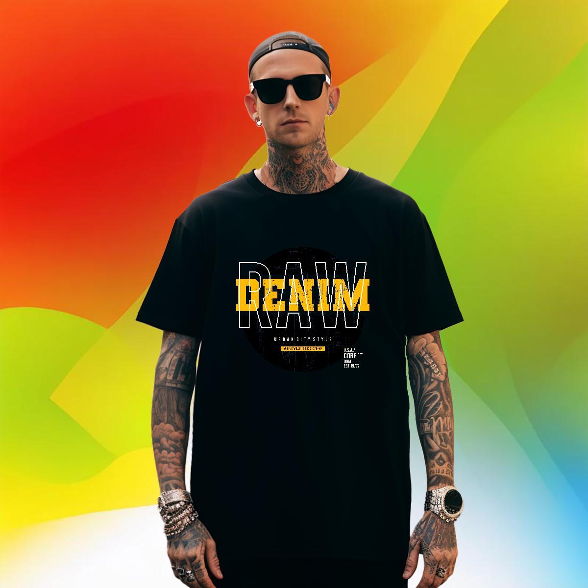 TOP Quality letter T-Shirts for Men Home Outdoor Men Tees 100% Cotton 230g 2024 DIY Breathable Soft Black Oversized Tee Shirt
