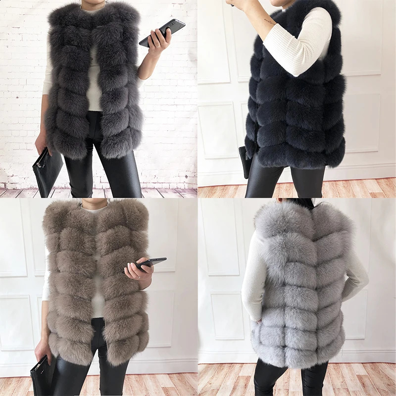 Style High Quality Fur Jacket Real Fur Vest Waistcoat Natural Fox Fur Coat Stylish Vest For Women Autumn And Winter Clothing 240821