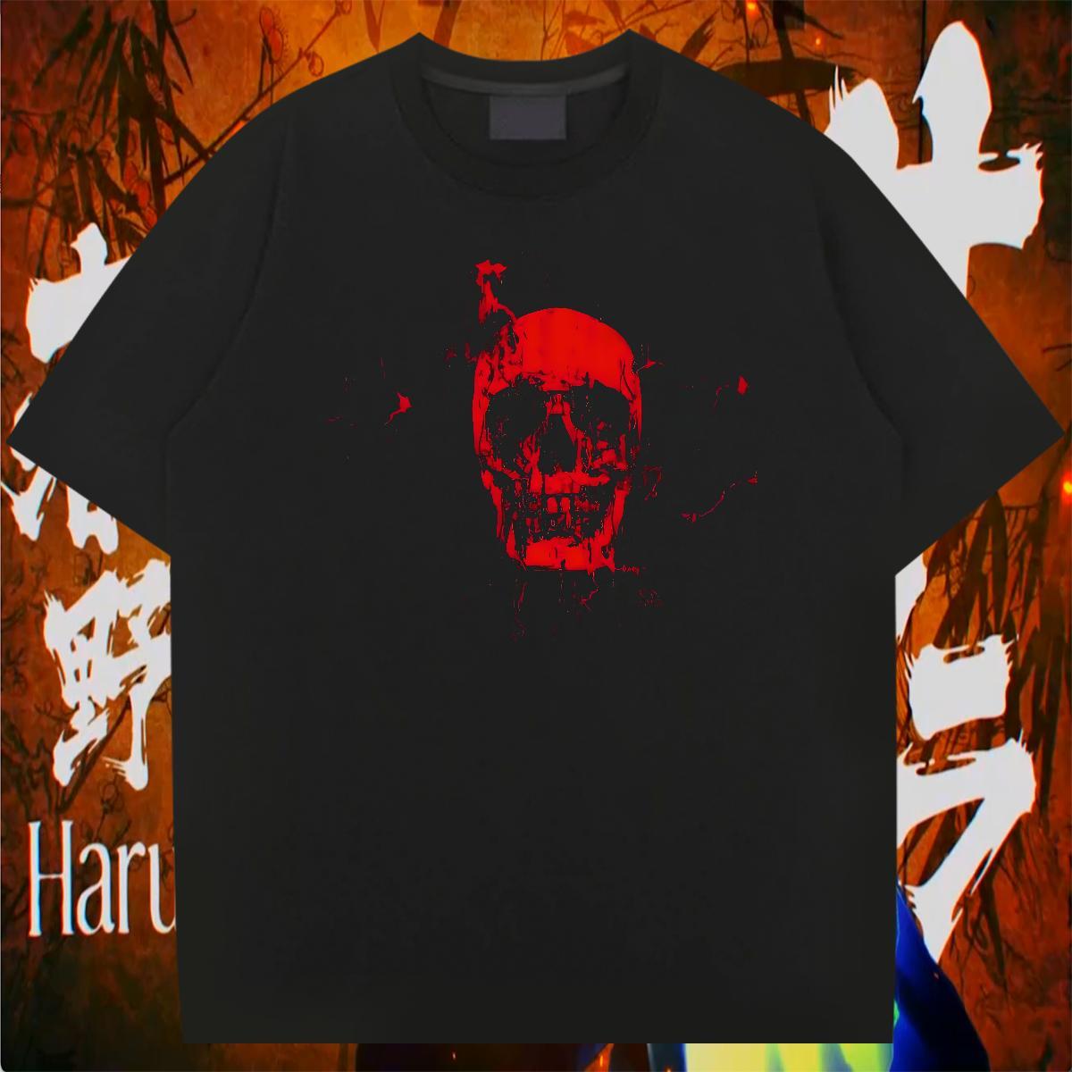 Fashion Designer Spring Summer Men Clothes T-Shirt skull O Neck Short Sleeves 230g 100% Cotton T Shirt For Man Classic Cartoon Printing L-4XL Tees Shi