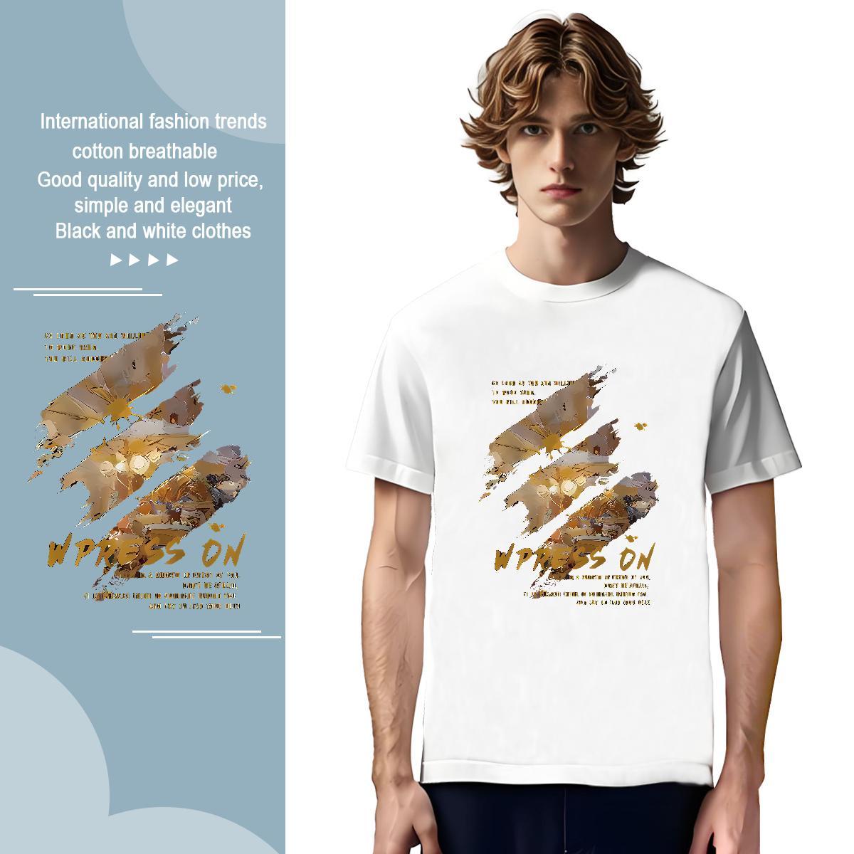 New Arrival painting Mens Tshirts 230g Cotton T shirt Graphic Sport Short Sleeve O-Neck Wholesale Tees Shirts