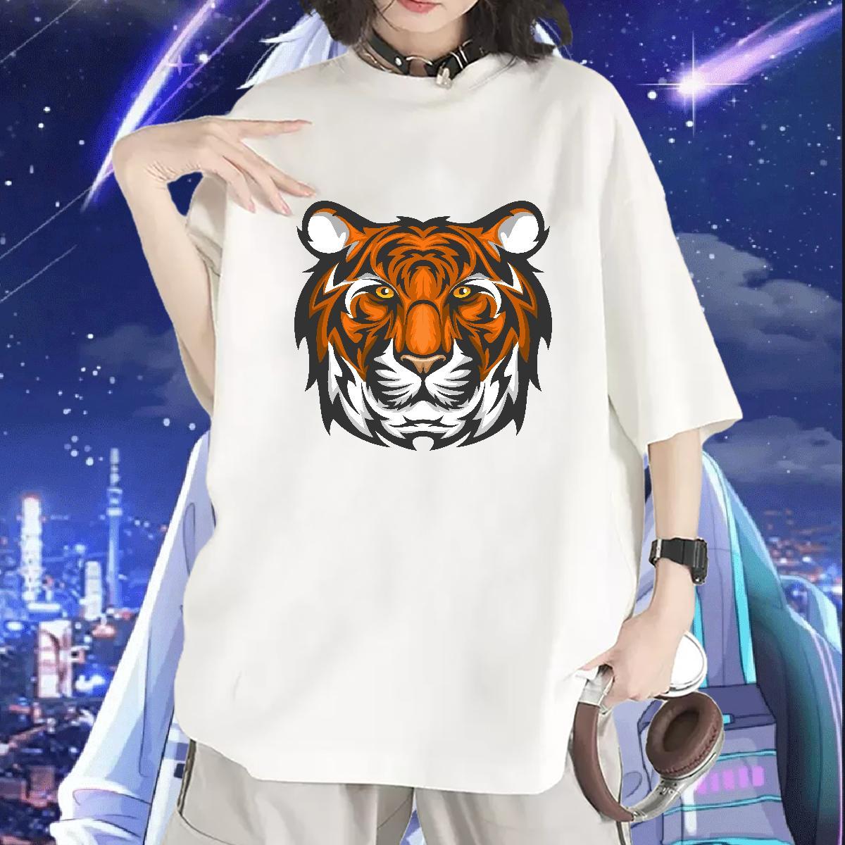 Fashion Casual Womens T Shirts Crew Neck 230g Pure Cotton Woman Tshirt Customized tiger Street Casual Designer Nice Polos