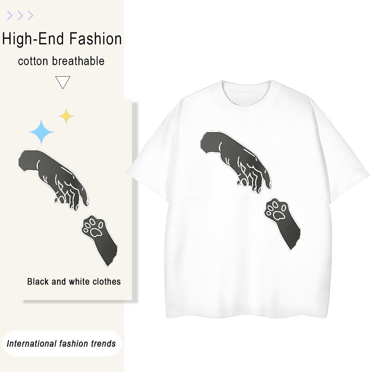 DIY Womens T Shirts 100% Cotton 230g Short Sleeve O-Neck Casual Daily Wear hands Womens Tshirts Lady DIY Anime Clothes Shirt