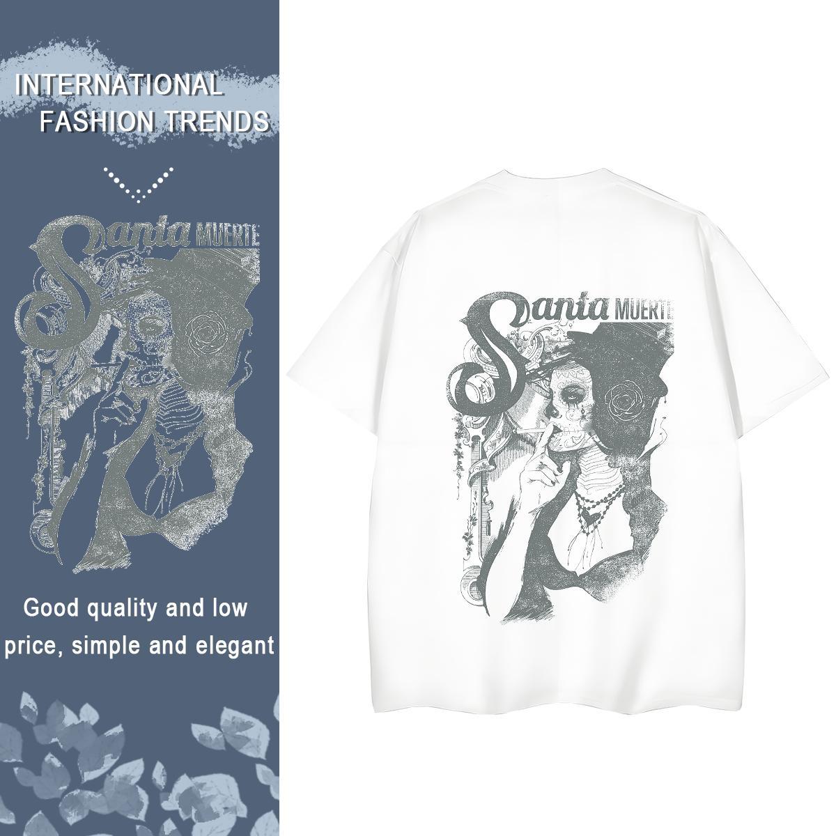 Casual New T-Shirts for Women 230g Cotton Breathable Soft Sport portrait Tshirt for Man Woman Nice Anime Print Clothings