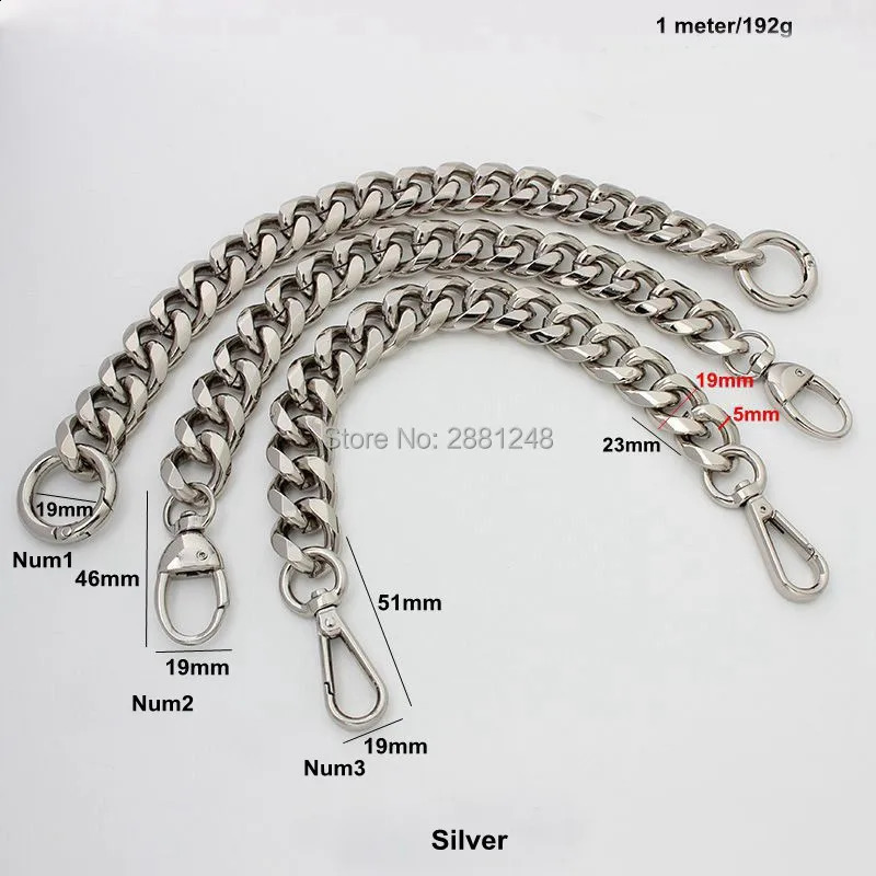 1-5pcs silver 19mm thick aluminum chain lightweight bag with bag accessories DIY handle easy to match accessories handbag 240821