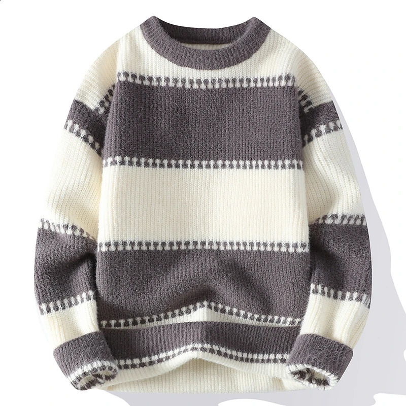Sweaters men Winter thicken warm sweater men striped sweaters autumn Mens wool pullovers 5 color size M-3XL MY8003 240821