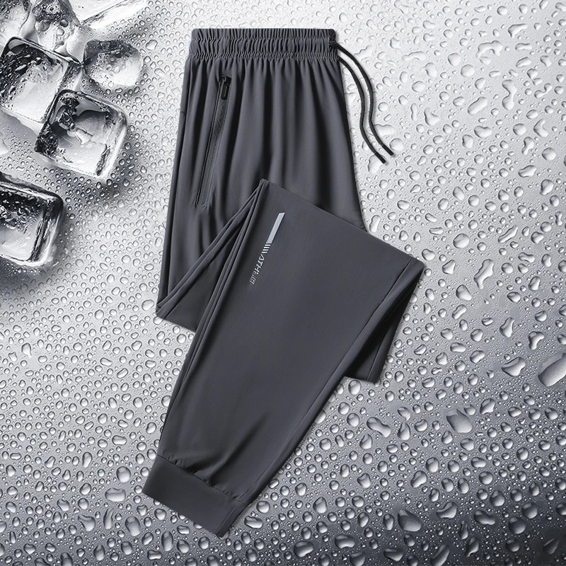 Mens Loose Straight Casual Pants Mens Ice Silk Quick Drying Pants Zippered Pocket Work Pants Large Size Jogging Pants 8XL 240822