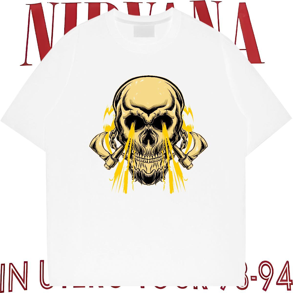 Free Shipping T-Shirts for Men 230g Pure Cotton skull High Street Hip Hop Plus Size Custom Short Sleeve O-Neck Men Tshirts Classic Casual Tops Shirt
