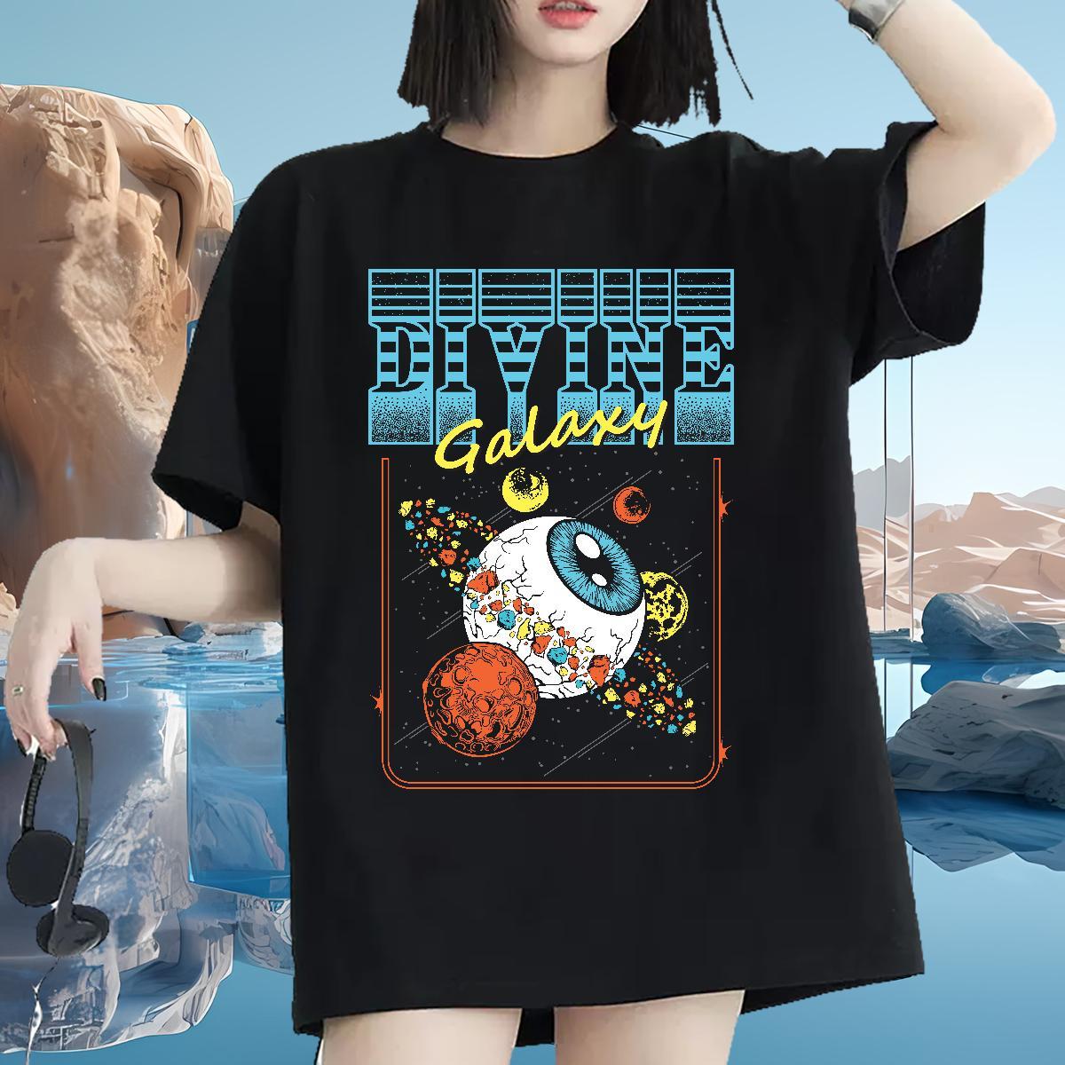 Factory Direct T Shirts Women Round Neck Short Sleeve 100% Cotton 230g Tshirt for Man Woman DIY Printed ET Hip Hop Street Loose Tops Tees