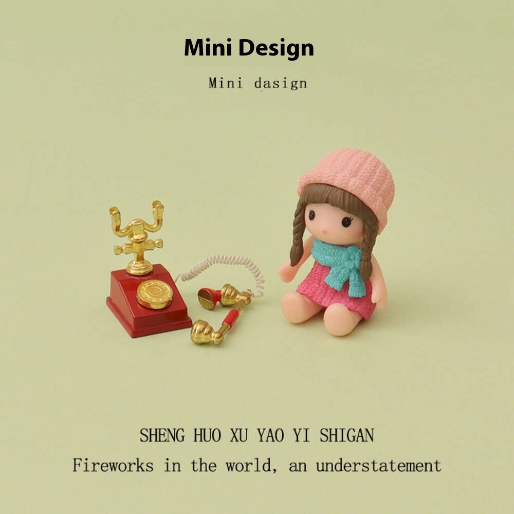 New Cute Hat, Little Girl, Creative Mini Simulation, Retro Telephone, Babyhouse, Home Accessories, Decorative Ornaments
