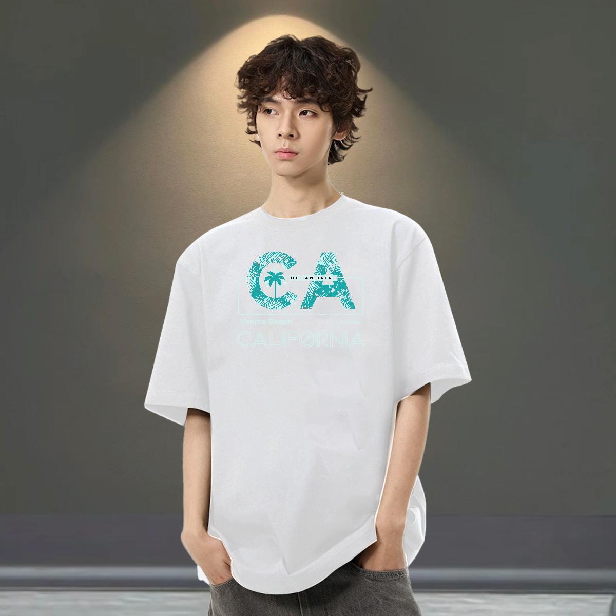 Loose Fit Men Tshirts Street Casual 100% Cotton 230g Custom Printing Short Sleeve Soft letter T Shirts Men Fashion Casual Polos