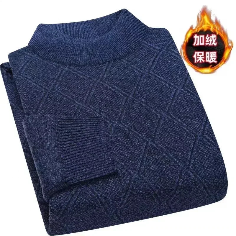 Mens Autumn Winter Warm Sweater Solid Pullovers Male Thick Jumpers Knitwear Round Neck Casual Clothing Knitted Sweater Men 240821