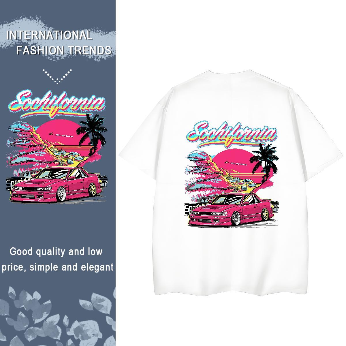 2024 Casual T Shirt For Woman 230g Cotton Breathable Soft Daily Wear car Tshirt for Man Woman Popular Oversized Top Shirts