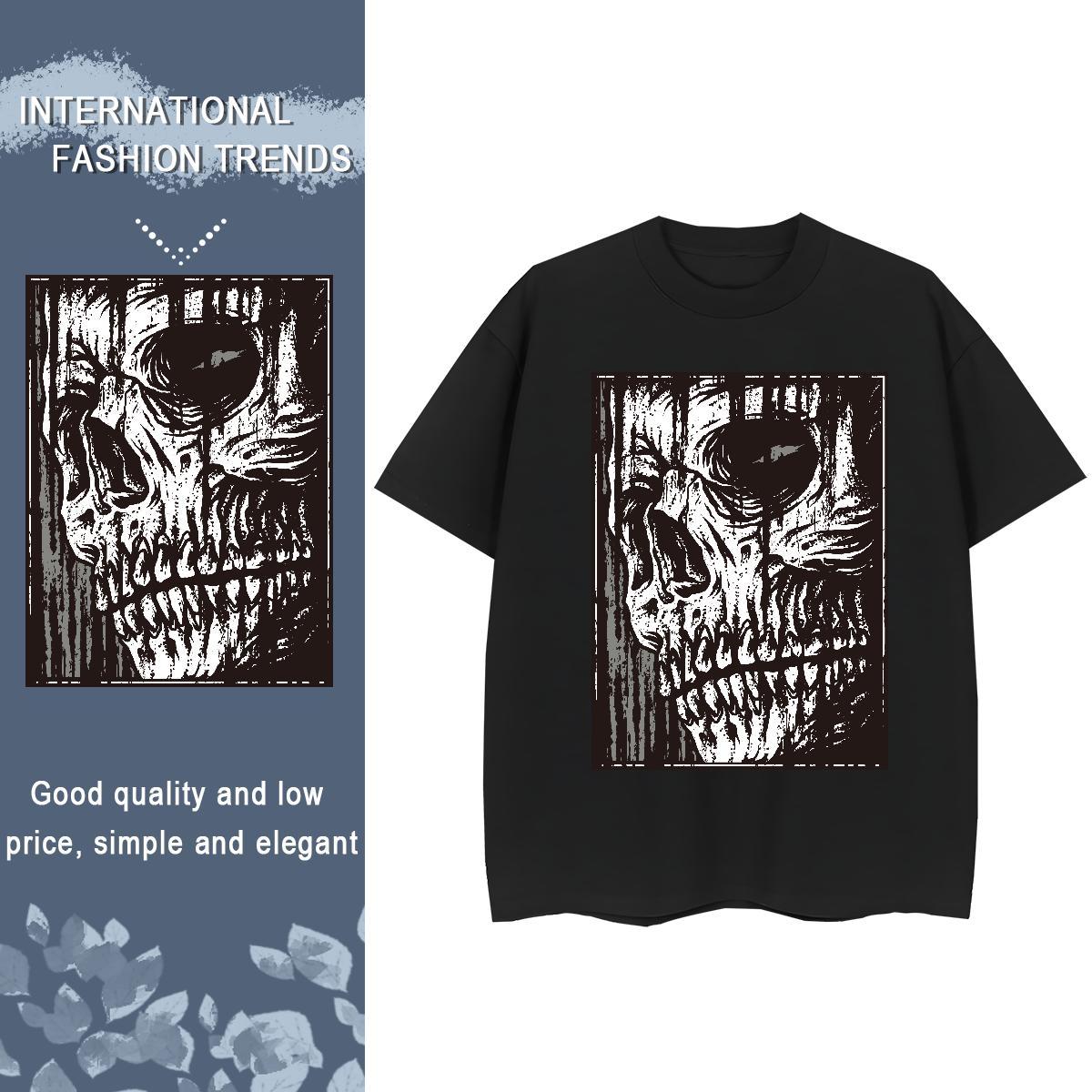 Designer T Shirt For Woman 230g Pure Cotton Breathable Hip Hop Street skull Couples T Shirts Free Shipping DIY Anime Printed Clothes