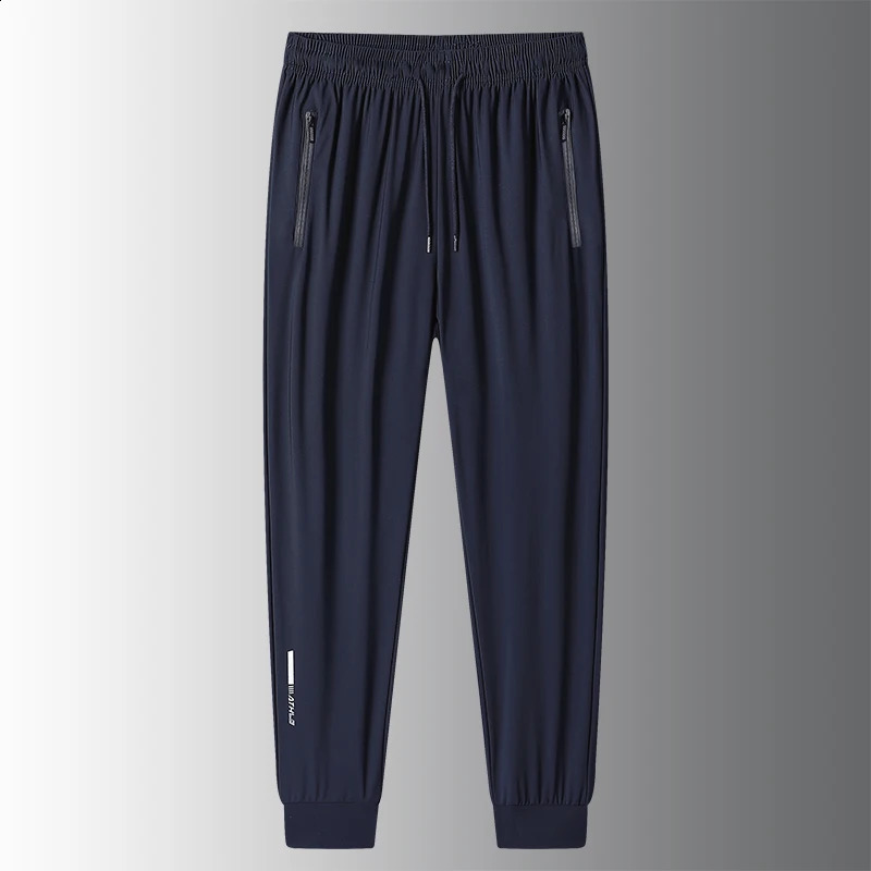 Mens Loose Straight Casual Pants Mens Ice Silk Quick Drying Pants Zippered Pocket Work Pants Large Size Jogging Pants 8XL 240822