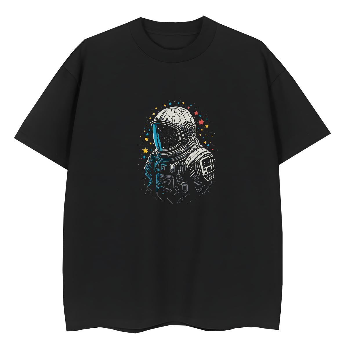 Free Shipping Womens Tshirts 230g Cotton universe Daily Outfit Women T Shirts Round Neck Short Sleeve Floral Print Clothings