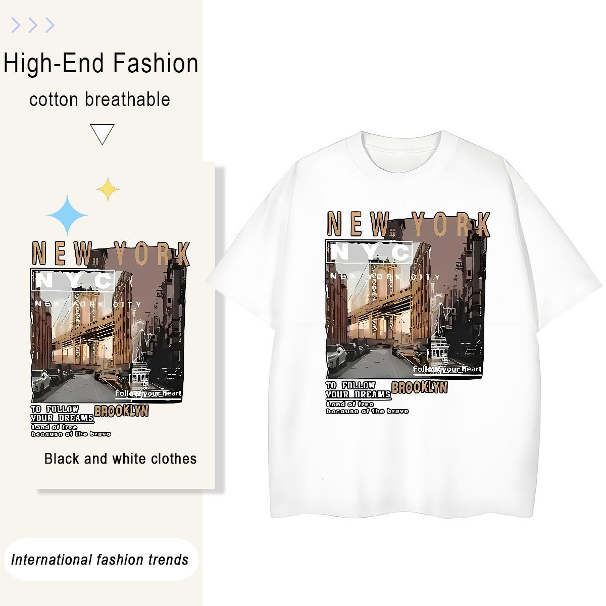 Designer Men Tops Tees Summer Casual 230g Cotton DIY Printed O-Neck Short Sleeve New York Mens T Shirts Fashion Tees Shirts