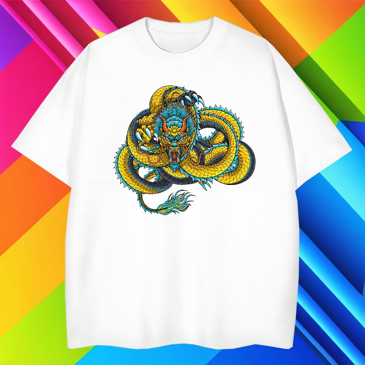 Classic Couples T Shirts Sports Casual 230g Cotton Black White Crew Neck dragon Man T Shirts Wholesale Tshirts