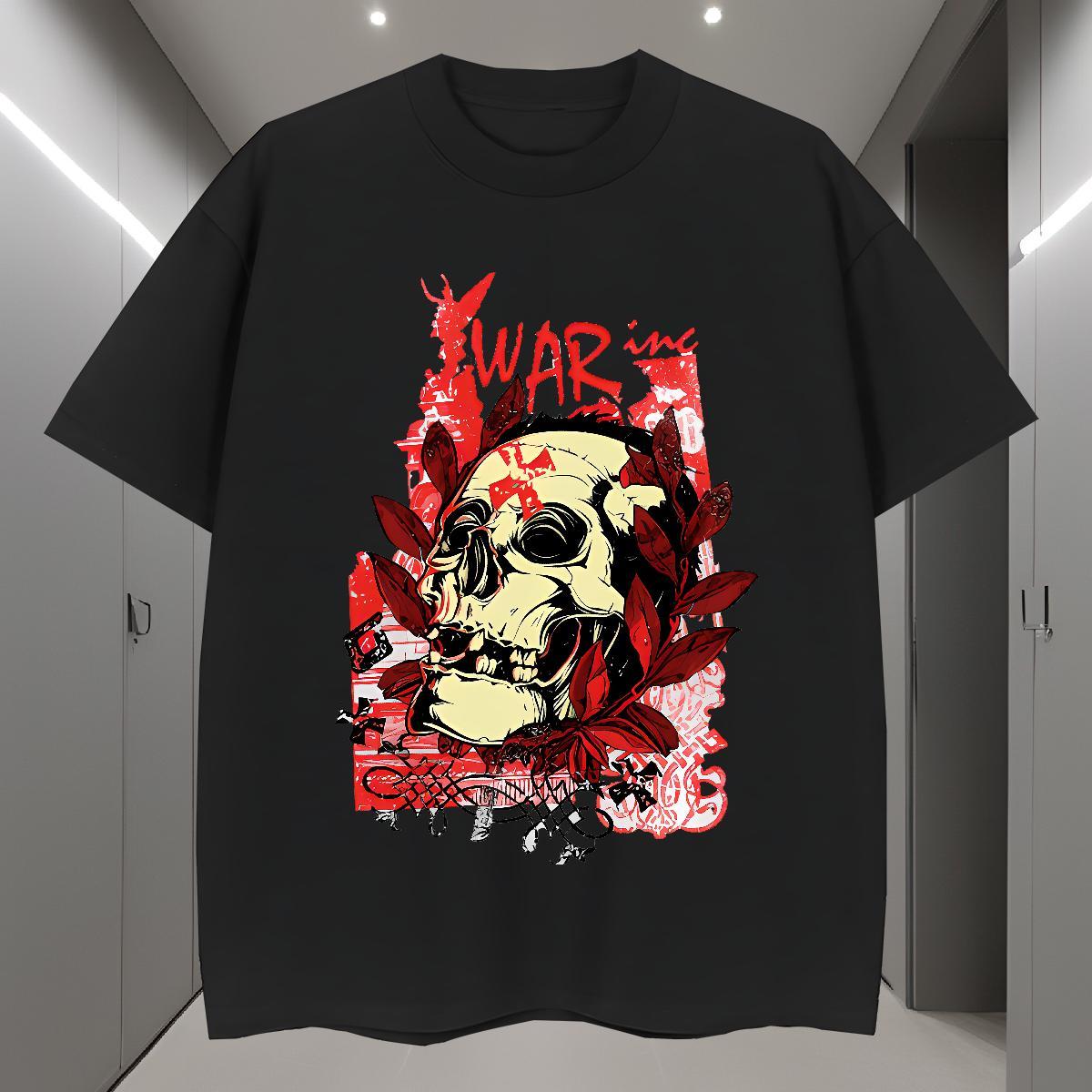 Factory Direct Summer Casual Tshirts skull Breathable Short Sleeve 230g Pure Cotton T-Shirts for Men Popular DIY Tops