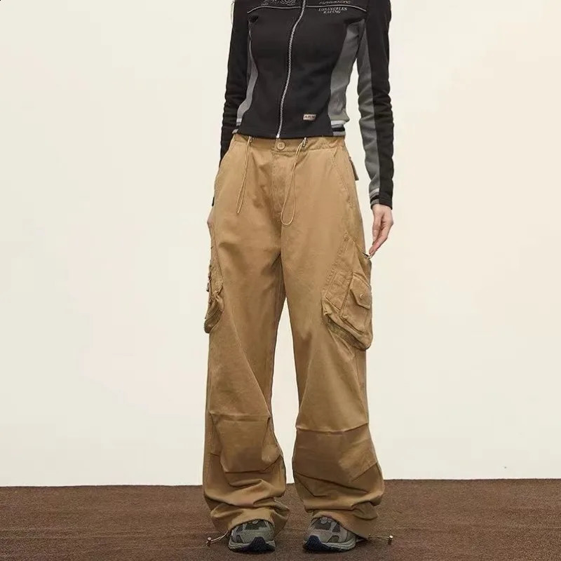 Deeptown Y2K Vintage Black Women Cargo Pants Korean Fashion Wide Leg Baggy Trousers Streetwear Casual Harajuku Hip Hop Oversized 240821