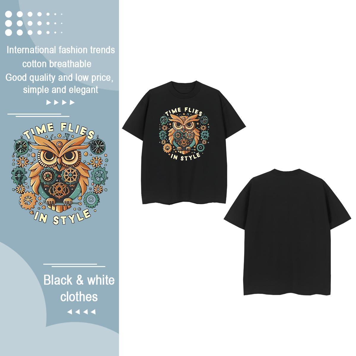 Casual New T-Shirts for Women Breathable Crew Neck 230g Cotton Unisex Tshirts Anime Print eagle Home Outdoor Soft Clothings