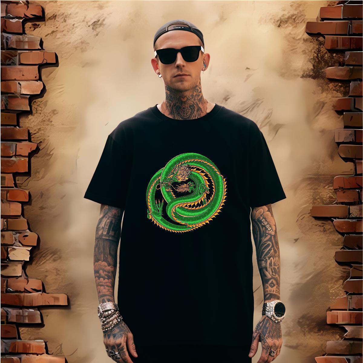 Free Shipping dragon T shirt Casual Men Tops Tees 100% Cotton 230g Casual New O-Neck Short Sleeve Oversized 3XL 4XL Top Tees