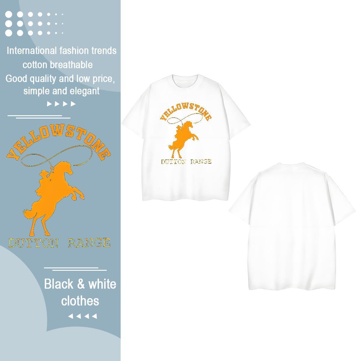 New T-Shirts for Women O Neck Short Sleeves 230g Pure Cotton Tshirt for Man Woman Plus Size Cartoon horse Hip Hop High quality Top Tees