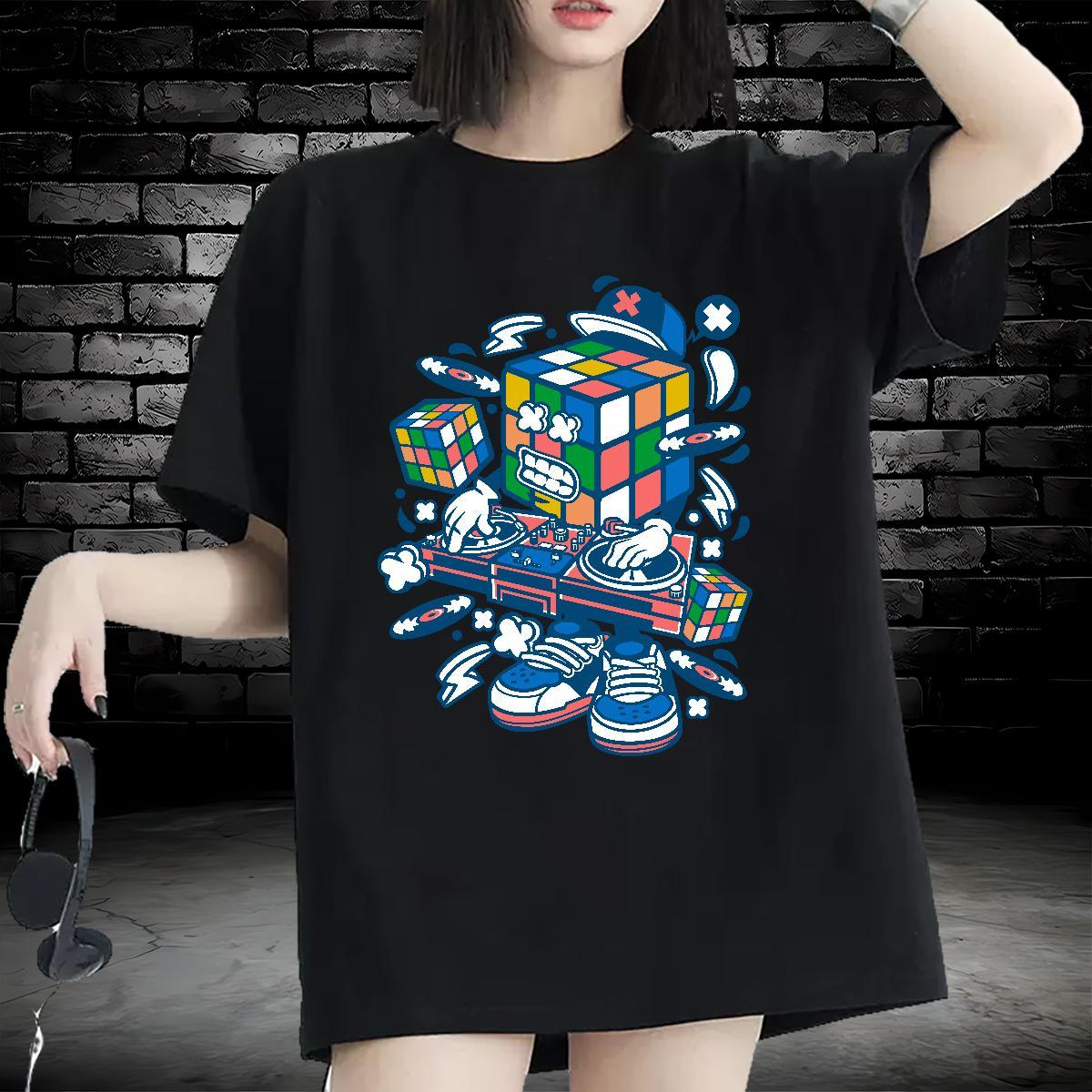 2024 Casual Woman T Shirts Breathable Short Sleeve 230g Cotton Tshirt for Man Woman Cartoon Print ET Daily Outfit High quality Wear