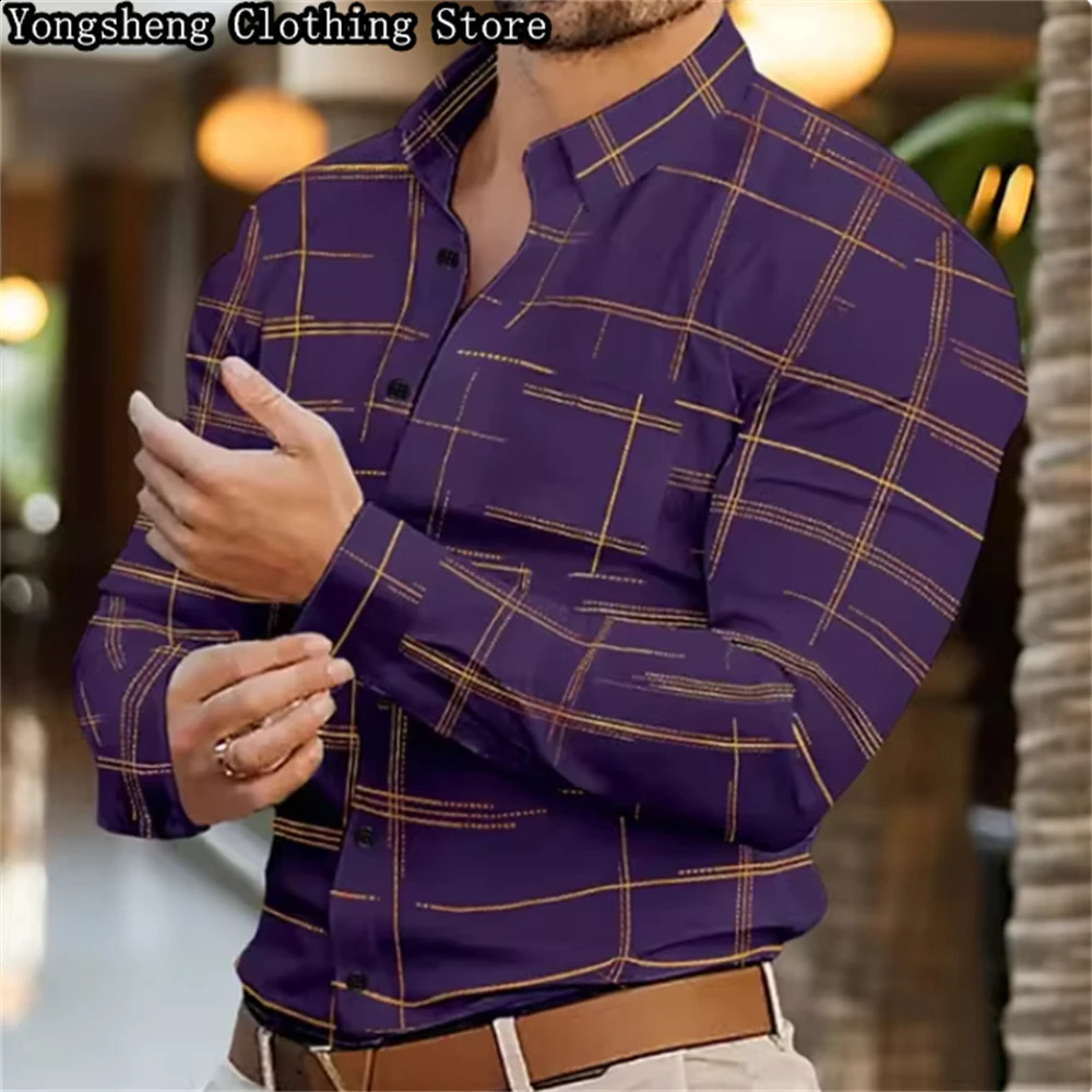 Mens long-sleeved ice silk printed shirt business splicing pattern fashion business casual clothing 240822