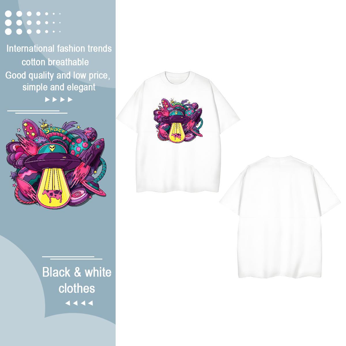 Fashion New T-Shirts for Women Comfortable 230g Cotton Woman Tshirt White Plus Size ET Casual Beach Female Tops
