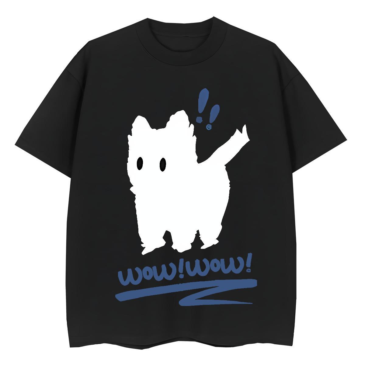 Loose Fit Mens T Shirts dog O-Neck Short Sleeve Hip Hop Street White Plus Size 230g Pure Cotton Tshirts Fashion Tops Shirt