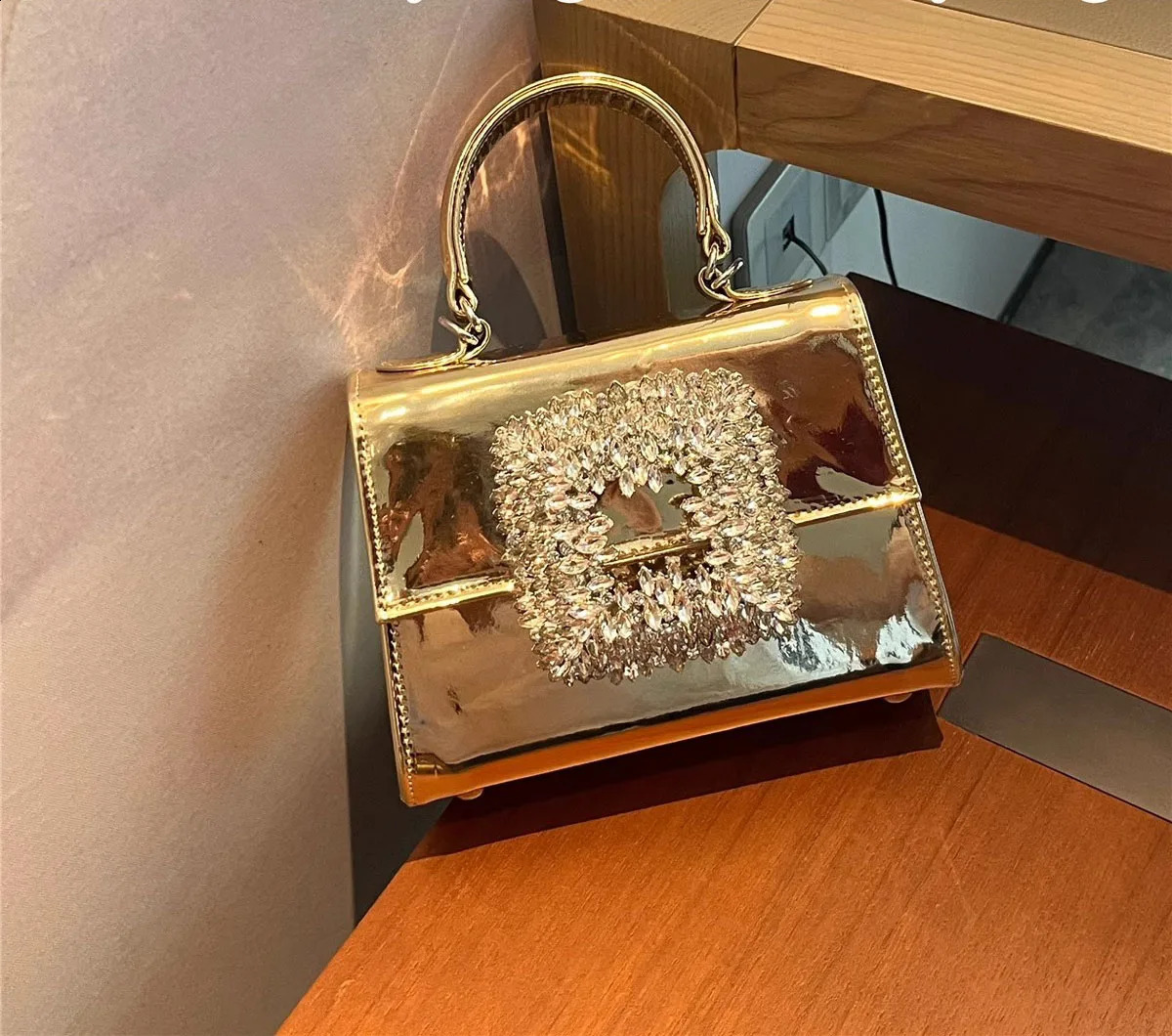 Fashion Shining PU Gold Silver Dress Wallet Diamond Satin Ball Evening Bag Womens Crsosbody Handbag Flip Shoulder 240821