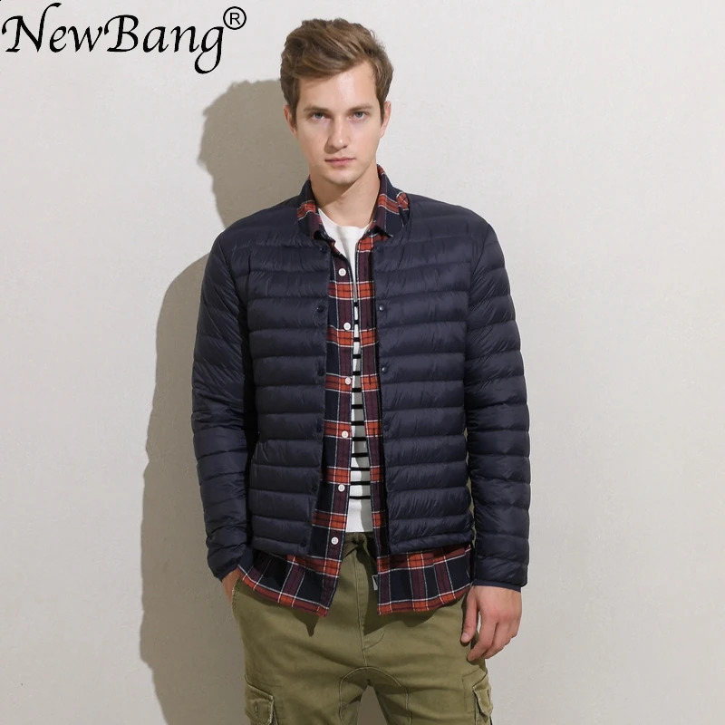 born matte fabric ultra light down jacket mens Vneck ultrathin windproof portable lightweight warm lining 240822