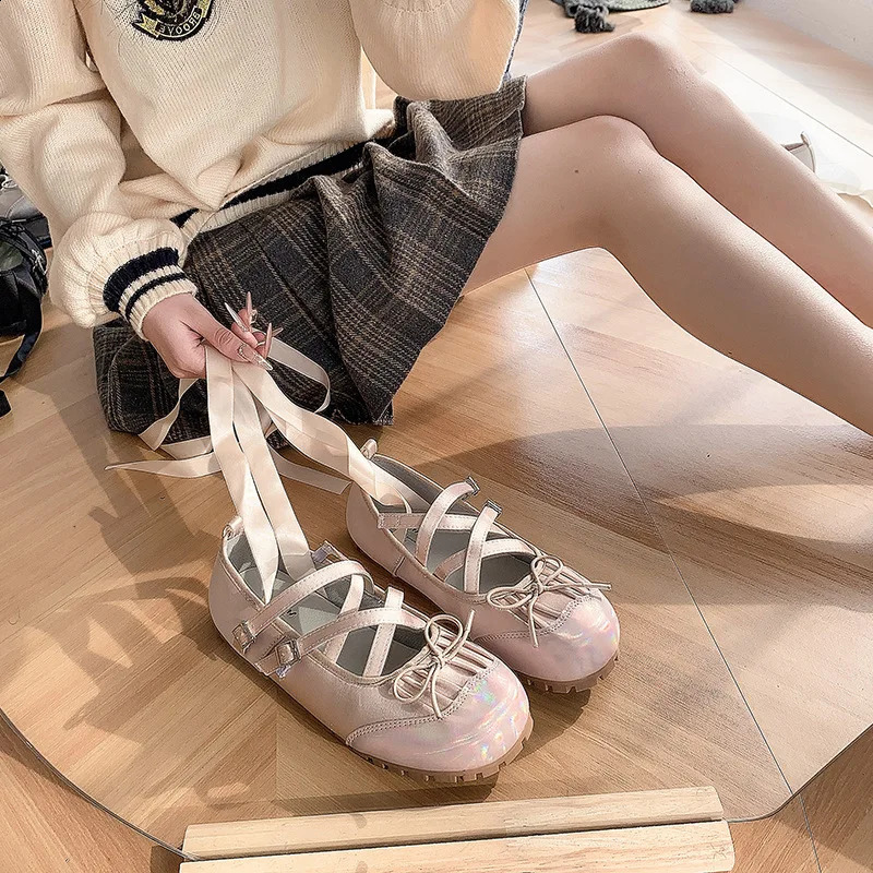 Summer Shoes Ladies Ballerinas Woman Modis Clogs Platform Female Footwear Ballet Cute Creepers Dress Rubber Latex Lace- 240820