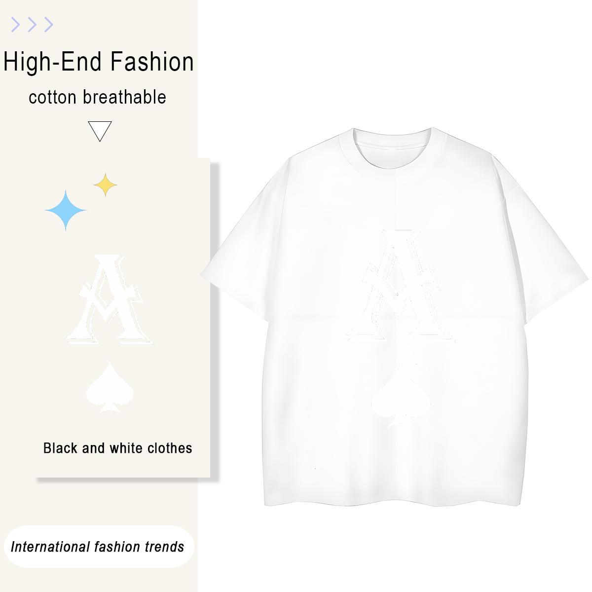 Unisex Couples T Shirts Street wear Hip Hop 230g 100% Cotton Custom Printed Crew Neck Breathable letter Man T Shirts Classic Wear