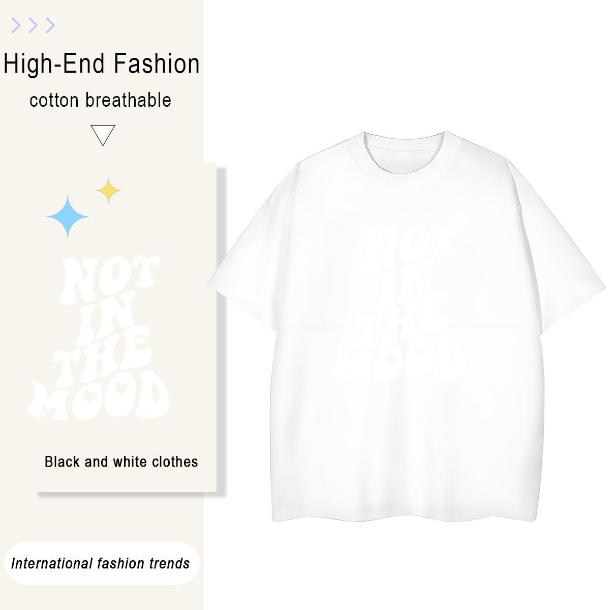 Unisex Woman Tshirt 100% Cotton 230g letter Street Women T Shirts Crew Neck Breathable Graphic Clothes Shirt