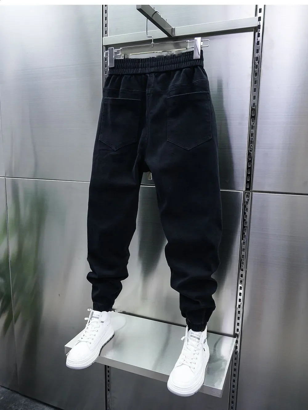 Personalized zipper tear pencil pants black casual harem highquality ed clothing 240821